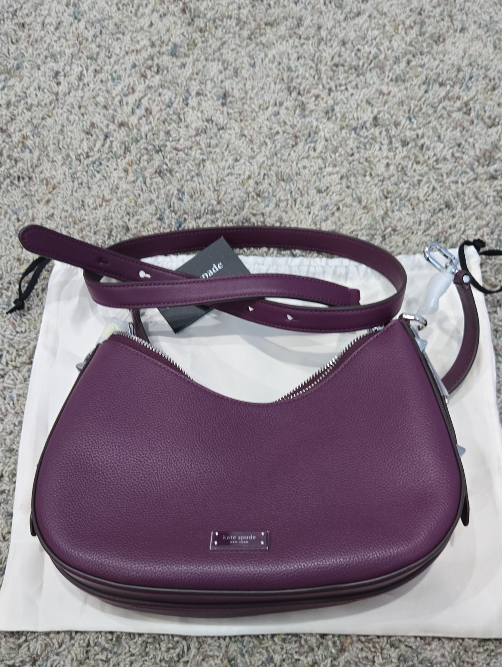 kate spade plum leather crescent crossbody bag
